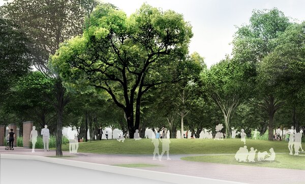 中市府將0.54公頃的土地整體規劃為具有教育意義及休憩功能的「荔枝老樹公園」(模擬圖)。圖／台中市政府提供
