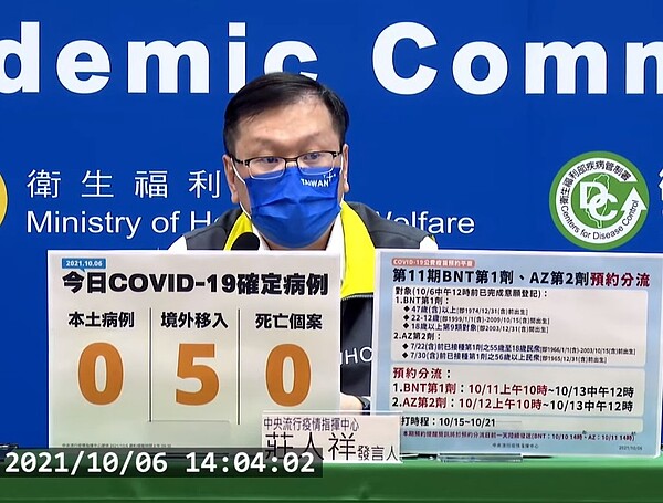 國內6日新增5例境外移入個案。圖/截自疾管署直播