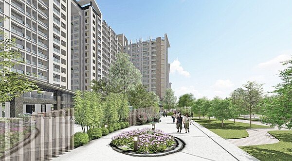 高雄市岡山區社會住宅基地，預計興建4棟地上15層及地下2層建築，共計764戶，只租不賣。模擬圖／高雄市都發局提供
