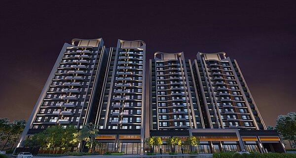 「富宇天匯」夜晚大樓樣貌相當唯美。圖/富宇天匯提供