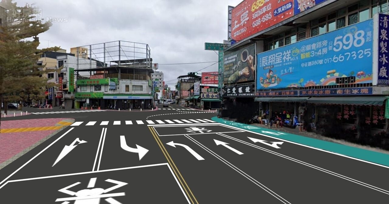 頭份市上公園路段改善後的模擬意象圖。圖/苗栗縣政府提供