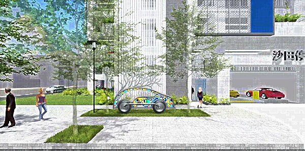 沙田路立體停車場公共藝術徵選,「樂遊」車體造型脫穎而出。圖/台中市交通局提供