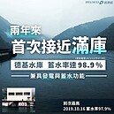 德基水庫兩年來首次接近滿庫　累積發電可供85萬戶家庭用量