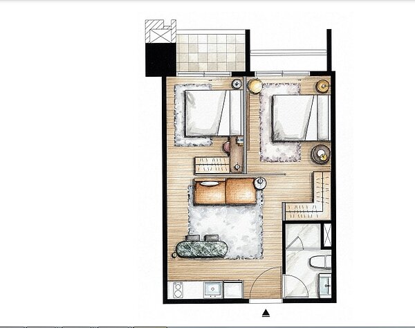 2房20坪格局。圖／新美齊画世代提供