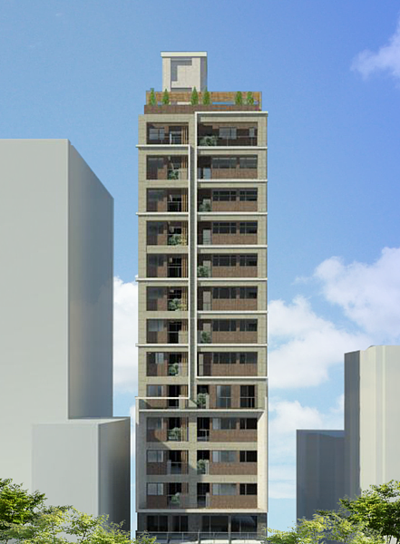 老透天重建將成為14層樓電梯大樓。圖/台北市建管處提供