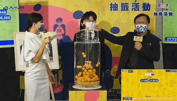 第三波藝FUN券中獎號碼出爐。圖／截自文化部直播