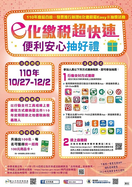 e化繳地價稅超便利輕鬆抽商品卡。圖/北市府提供