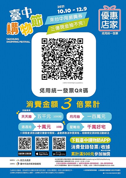 2021台中購物節，搭小黃也可抽現金。圖／台中市交通局提供