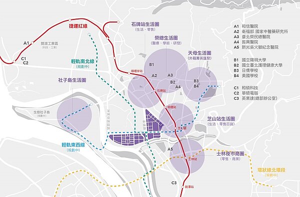 北投士林科技園區位於北投區與士林區交界處，鄰近北投、天母等優質生活圈及捷運淡水線明德、芝山及士林站。圖／台北市政府產業發展局提供
