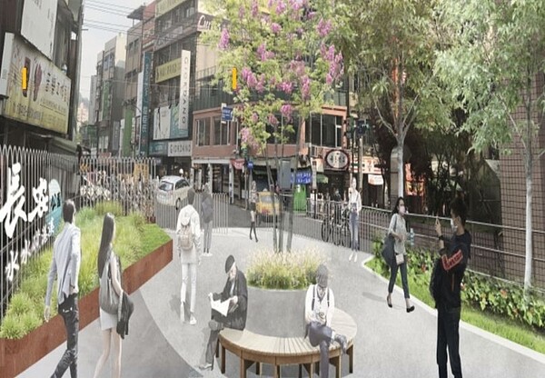 D段主題為「水故事逛遊迴廊」,導入當地故事及文化創意,作為在地居民生活之戶外交誼場所。示意圖/公園處提供