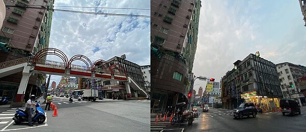 板橋成都陸橋拆除前後對照圖。圖/新北市府提供