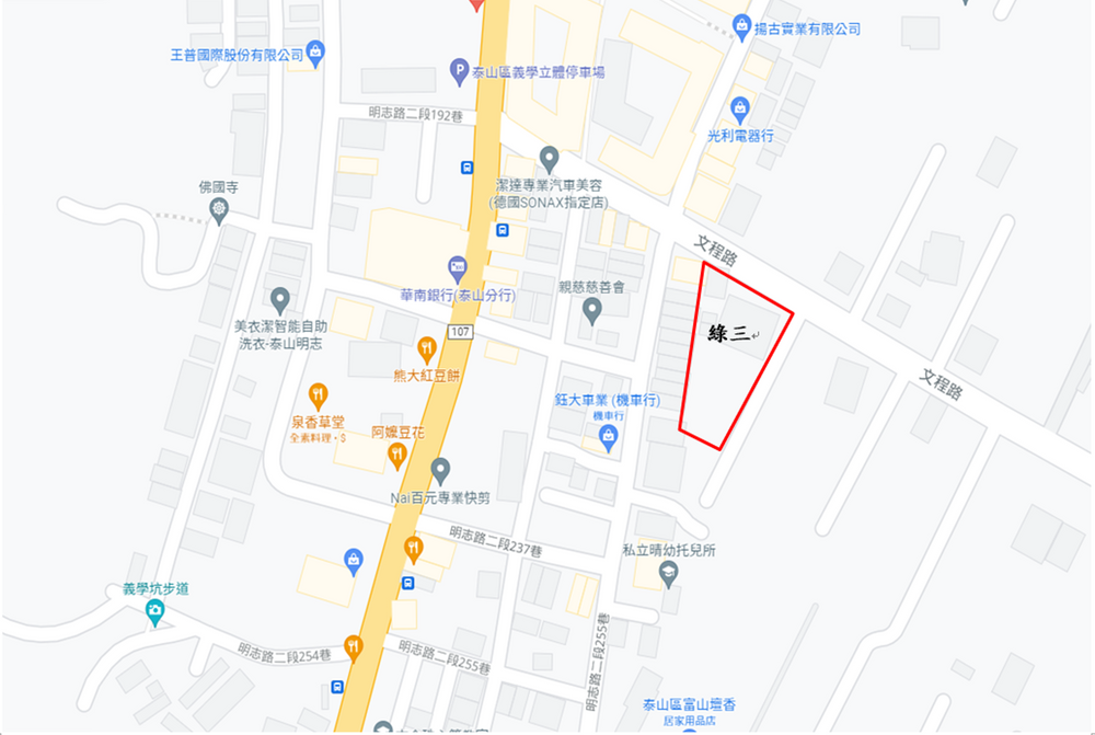 泰山塭仔圳綠三停車場位置圖。圖/新北市府提供