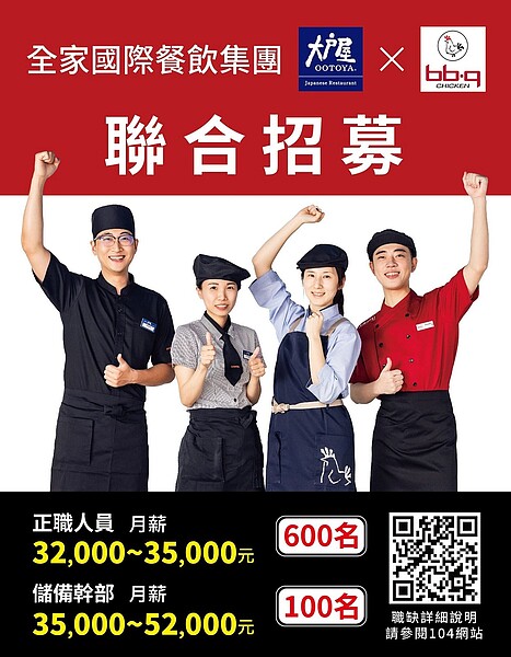 市場回溫全家餐飲擴大徵才,年薪百萬等你來挑戰。圖/取自大戶屋臉書