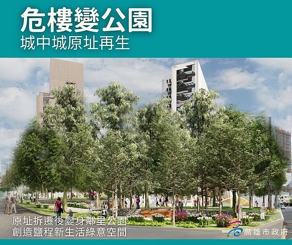 城中城大樓原址變公園。圖/高雄市政府工務局提供