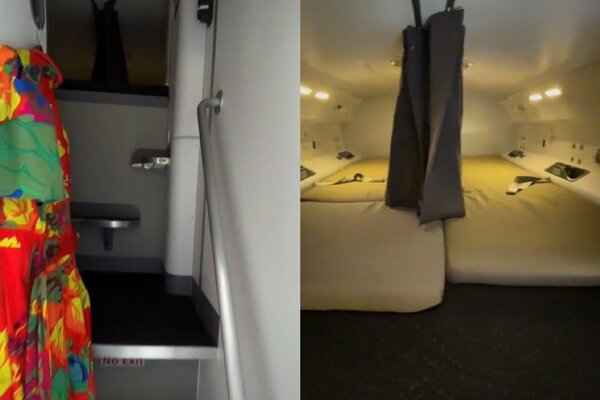 國外一名網友分享飛機上的「神秘空間」。 圖／擷自tiktok