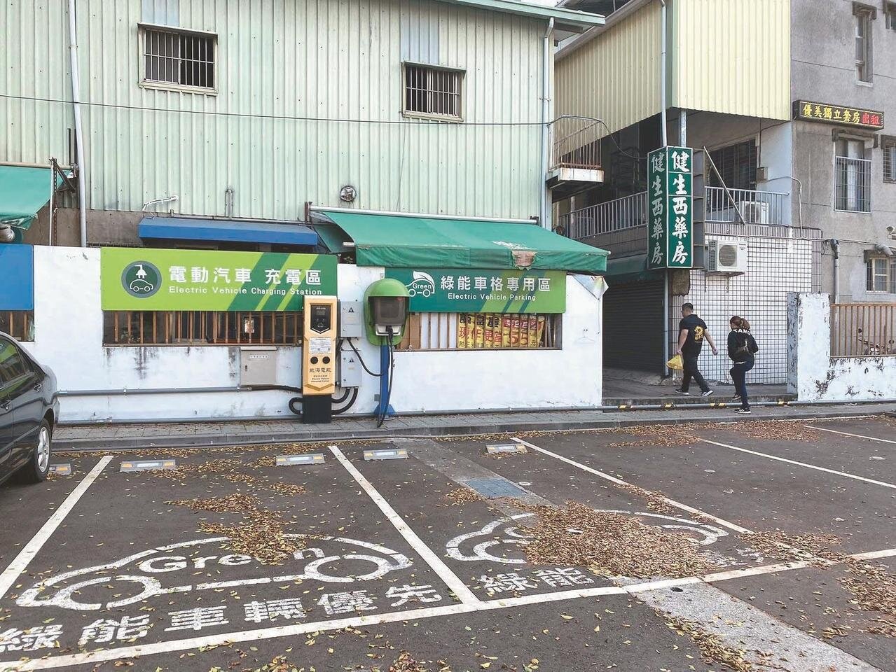 電動汽車日趨增加，台南市政府預計2025年前路邊停車格、公有停車場設置的停車充電樁可達482支。記者鄭維真／攝影 