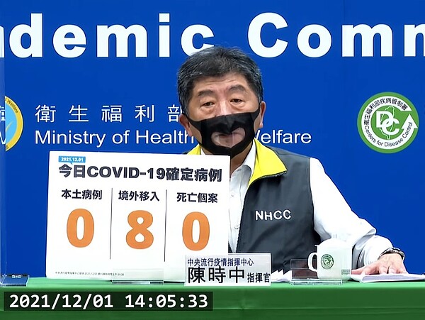 國內於12月1日新增8例境外移入個案。圖／截自疾管署直播