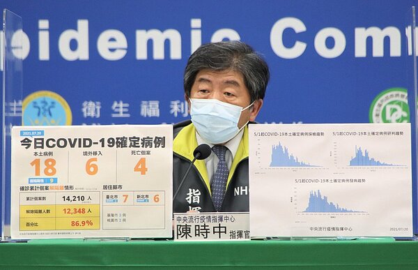 陳時中表示，若颱風影響疫苗接種，將會併入下期。圖／指揮中心提供