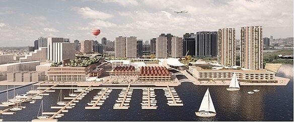 安平港水岸複合觀光區規劃模擬圖。圖/台灣港務公司提供