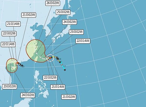 烟花颱風路徑。圖/翻攝自中央氣象局