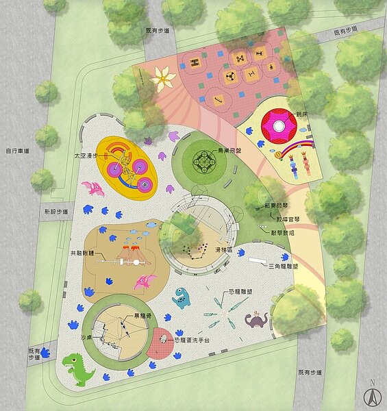 浮洲遊戲場工程不因疫情影響中斷。圖/新北市府提供