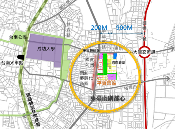 台南市東區平實營區R10、R11、R12街廓公辦都市更新，已公告招商。圖／南市都發局提供