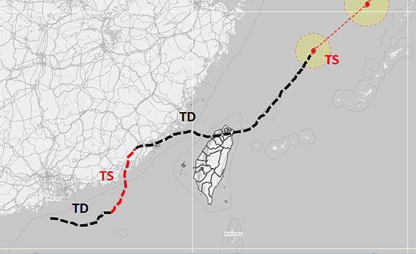 輕度颱風盧碧8月5日登陸中國廣東，隨後又移出減弱為熱帶性低氣壓並登陸竹苗，昨天凌晨增強為颱風。圖／取自「天氣職人-吳聖宇」臉書粉專