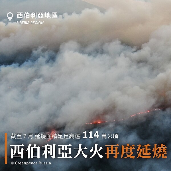 西伯利亞大火再度延燒。圖／取自Greenpeace 綠色和平