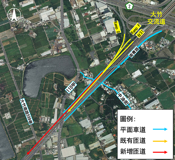 大竹交流道將增設青埔高架橋,以舒緩假日塞車情況。圖/桃園市交通局提供