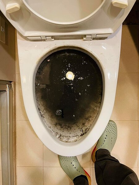 網友分享馬桶慘況。圖/翻攝自房屋萬事通