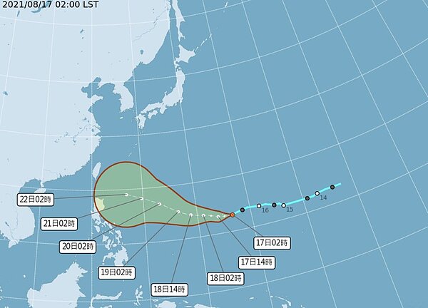 中央大學大氣科學系兼任副教授吳德榮在「三立準氣象．老大洩天機」專欄表示，今日2時「中央氣象局」、「美軍聯合颱風警報中心」預報資料皆顯示，關島東方的「熱帶低壓」最快也要到明日，才會發展為颱風「奧麥斯」，預測偏西前進。圖／氣象局提供
