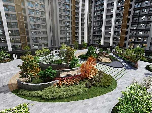 中庭達700坪的景觀花園,環境非常出色。圖/富宇上城提供