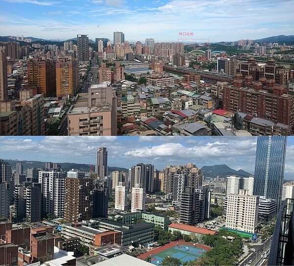 網友分享重劃區和舊市區的景觀差異。圖／翻攝自PTT