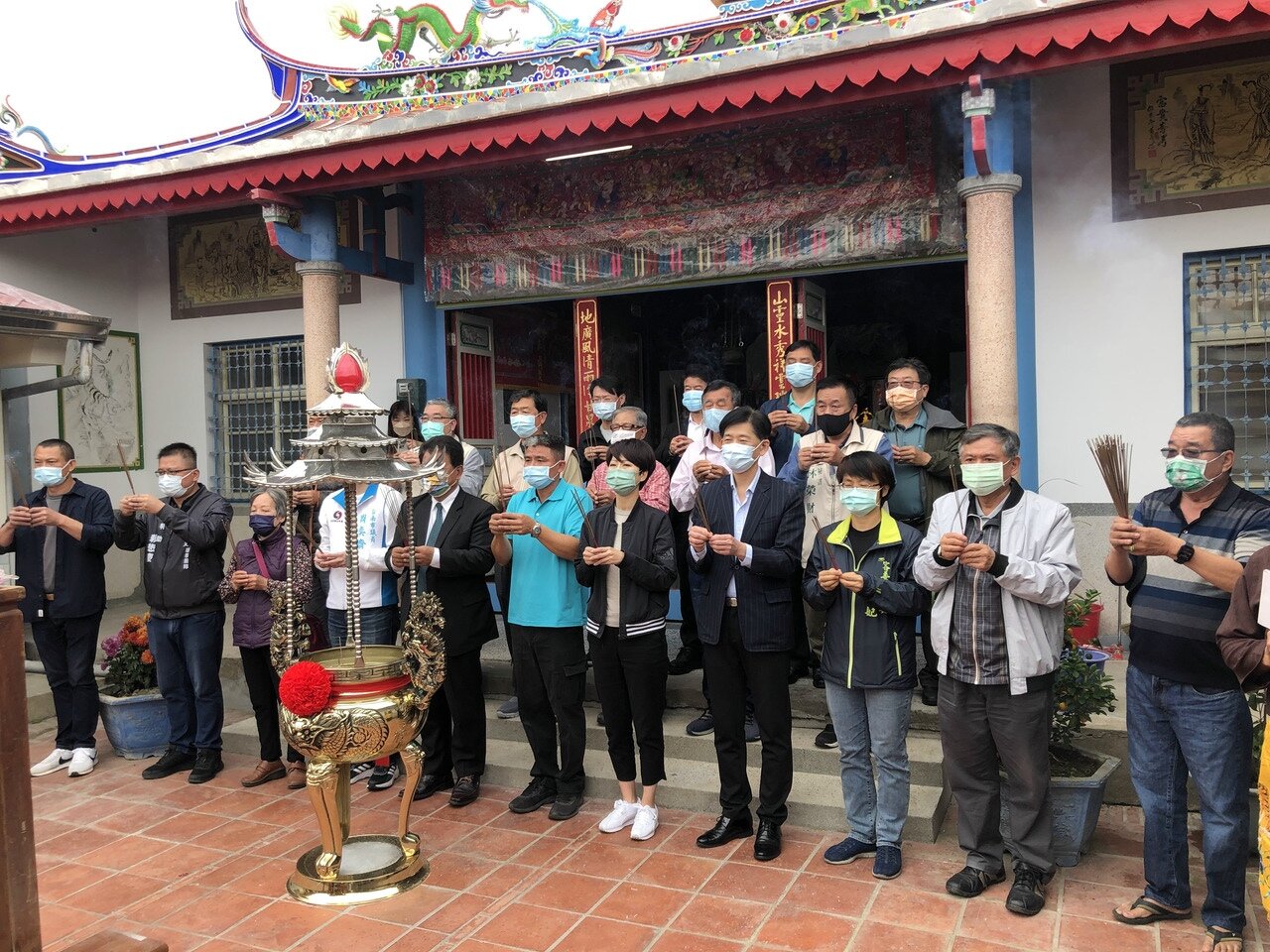 台南楠西鹿陶洋江家聚落六年前台南大地震嚴重受損,宗祠修復今謝土。記者周宗禎/攝影