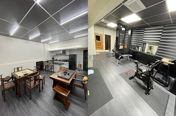 娛樂室及健身區。圖／擷取自《鳳梨 吳泓逸》臉書專頁