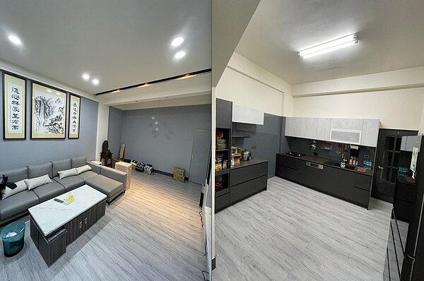 客廳及廚房。圖／擷取自《鳳梨 吳泓逸》臉書專頁