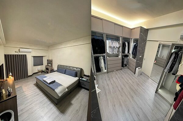 臥室及更衣間。圖／擷取自《鳳梨 吳泓逸》臉書專頁