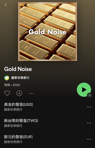 國泰世華銀行農曆春節前於官方YouTube頻道推出ㄧ系列Gold Noise歌單。 圖/國泰世華銀提供