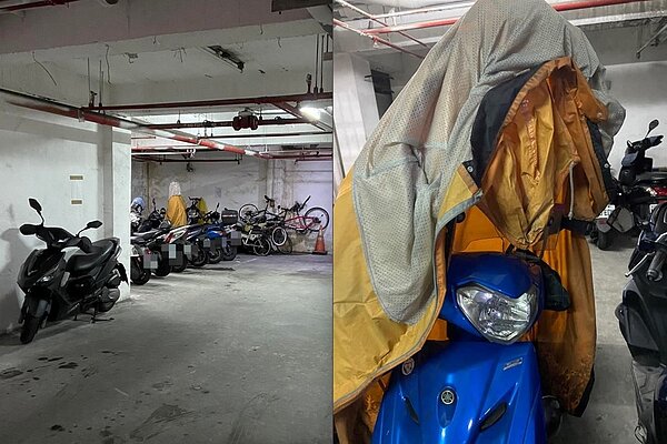 原PO被掛在機車上的雨衣嚇到。圖/翻攝自《●【爆廢公社】●》