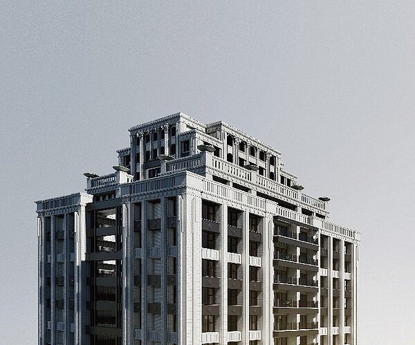 位於北市大同區總銷75億元「大承」，為中和紡織創辦人葉山母個人投資的弘千建設推出，據悉每坪成交價破120萬區域新高。圖為「大承」建築外觀天際3D示意圖／甲桂林廣告提供