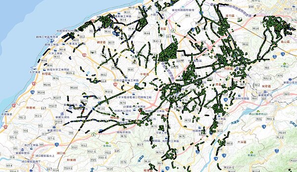 「桃園市樹木普查資料庫」可瀏覽全市行道樹分布狀況。圖／新聞處提供