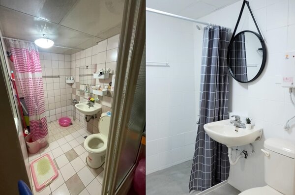 浴室改造對比圖。圖／翻攝自《佈置藏在生活裡》