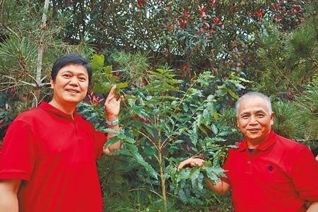 馬武督咖啡生產合作社社長宋明光(左)與金山社區發展協會理事長羅政宏一同為在地咖啡產業盡心力。(邱立雅攝)