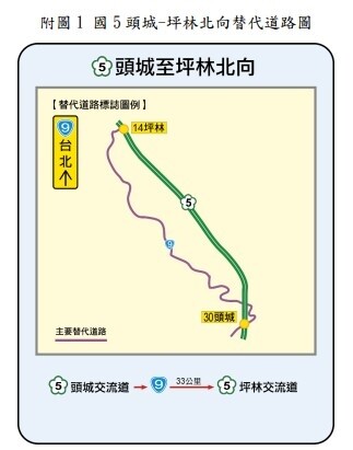 頭城-坪林北向替代道路圖。圖／交通局提供