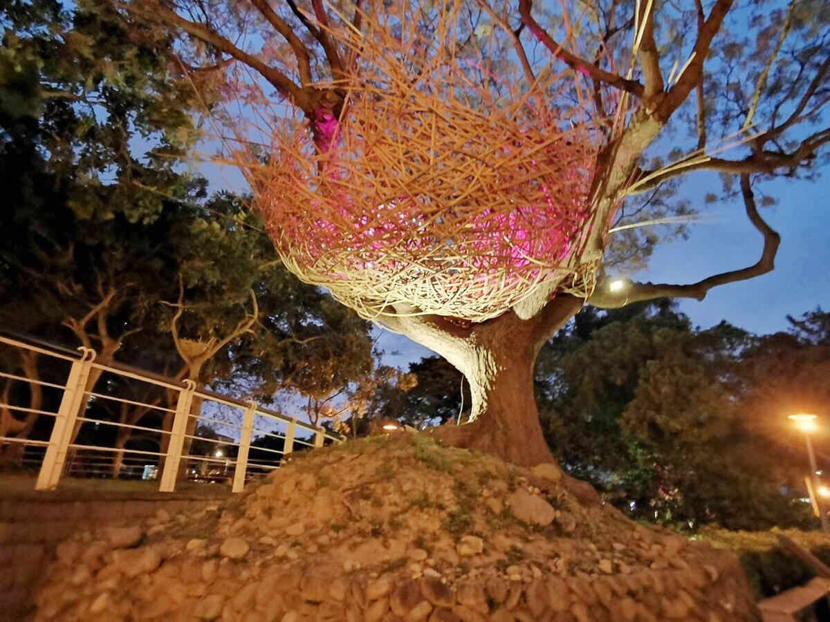 桃園市府打造夜遊桃園經濟學，地景藝術節作品延續夜賞景點吸引夜遊人口。記者曾增勳／攝影 