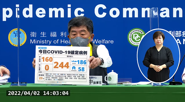 國內今日新增本土160例、境外移入244例。圖／疾管局直播
