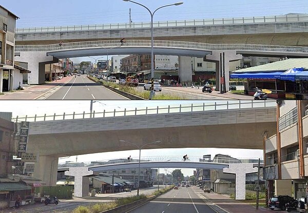 台中豐原、潭子廊道段將採跨橋方式,橫越圓環東路(台三線),讓民眾騎乘單車時能更便利。示意圖/江啟臣服務處提供