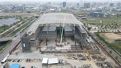 台中國際會展中心二期開工,一、二期同步加速完工。圖/台中市建設局提供