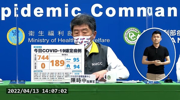 國內今日新增本土744例、境外移入189例。圖／疾管局直播