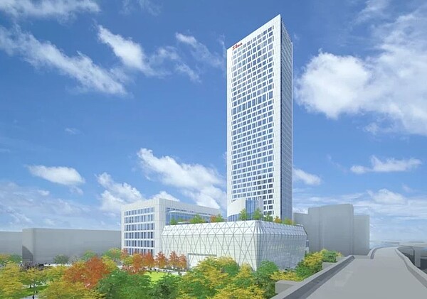 東森集團於林口A9站旁媒體園區2.16公頃基地,斥資逾100億,規劃引進地下4層、地上38層樓企業營運總部及6層樓的文創生活與多功能展演中心。圖/新北市經發局提供